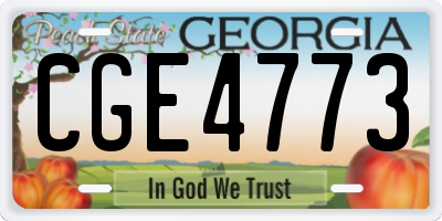 GA license plate CGE4773