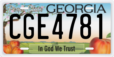 GA license plate CGE4781
