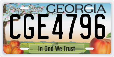 GA license plate CGE4796