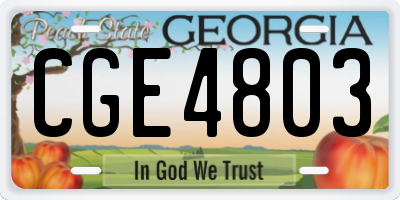 GA license plate CGE4803