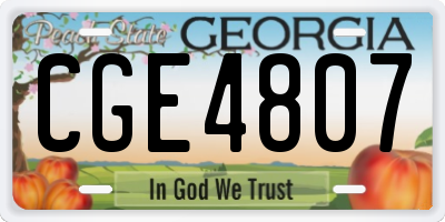 GA license plate CGE4807