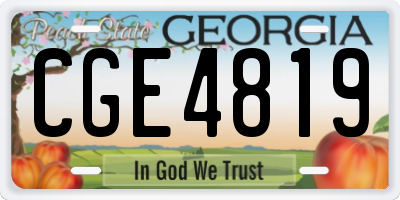 GA license plate CGE4819