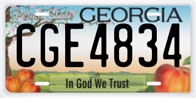 GA license plate CGE4834