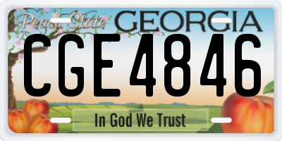 GA license plate CGE4846