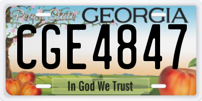 GA license plate CGE4847