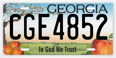 GA license plate CGE4852