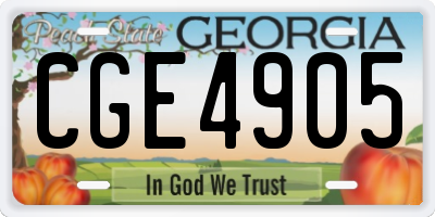GA license plate CGE4905