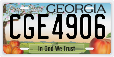 GA license plate CGE4906
