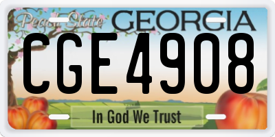 GA license plate CGE4908