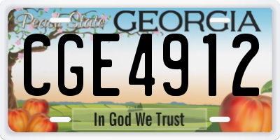 GA license plate CGE4912