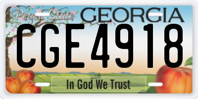 GA license plate CGE4918