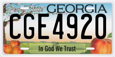GA license plate CGE4920
