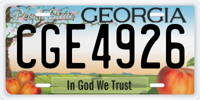 GA license plate CGE4926
