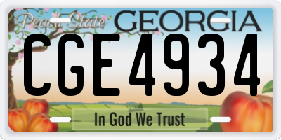 GA license plate CGE4934