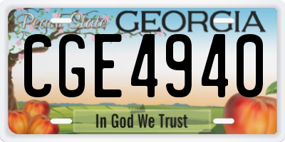 GA license plate CGE4940