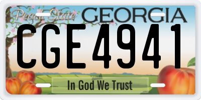 GA license plate CGE4941