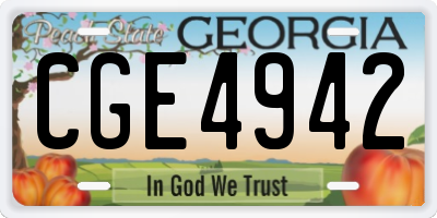 GA license plate CGE4942
