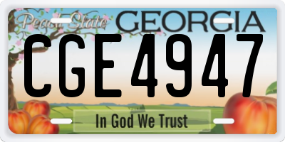 GA license plate CGE4947