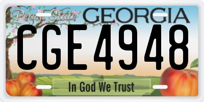 GA license plate CGE4948