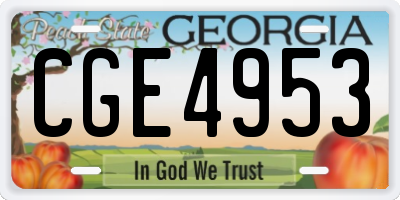 GA license plate CGE4953