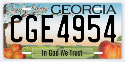 GA license plate CGE4954