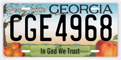 GA license plate CGE4968