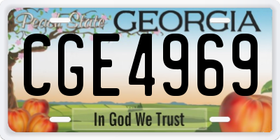 GA license plate CGE4969