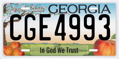 GA license plate CGE4993