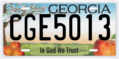 GA license plate CGE5013