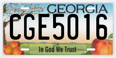 GA license plate CGE5016