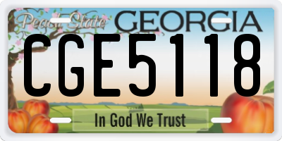 GA license plate CGE5118