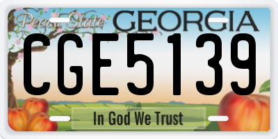 GA license plate CGE5139