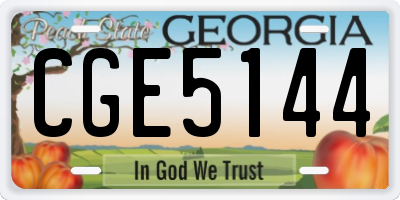 GA license plate CGE5144