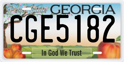 GA license plate CGE5182