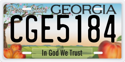 GA license plate CGE5184