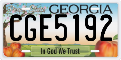 GA license plate CGE5192