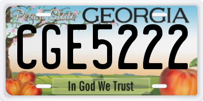 GA license plate CGE5222