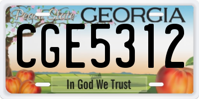 GA license plate CGE5312