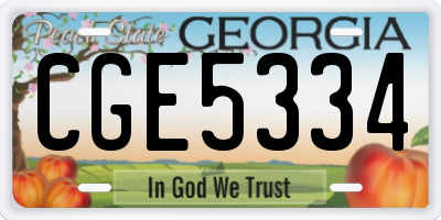 GA license plate CGE5334