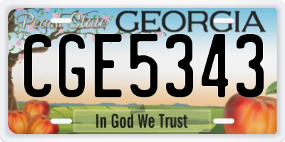 GA license plate CGE5343