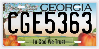 GA license plate CGE5363