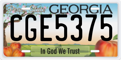 GA license plate CGE5375