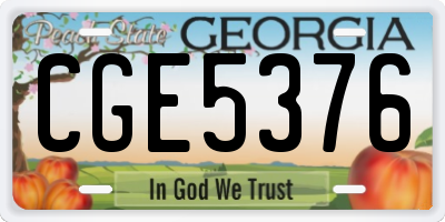 GA license plate CGE5376