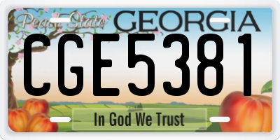 GA license plate CGE5381