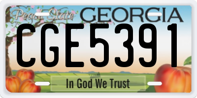 GA license plate CGE5391