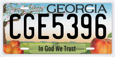 GA license plate CGE5396