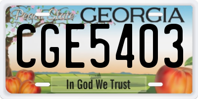 GA license plate CGE5403
