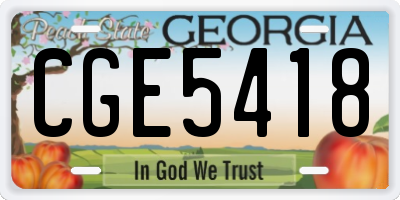 GA license plate CGE5418