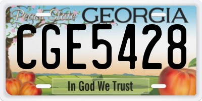 GA license plate CGE5428