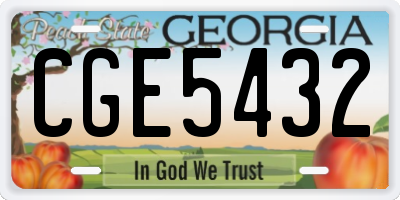 GA license plate CGE5432